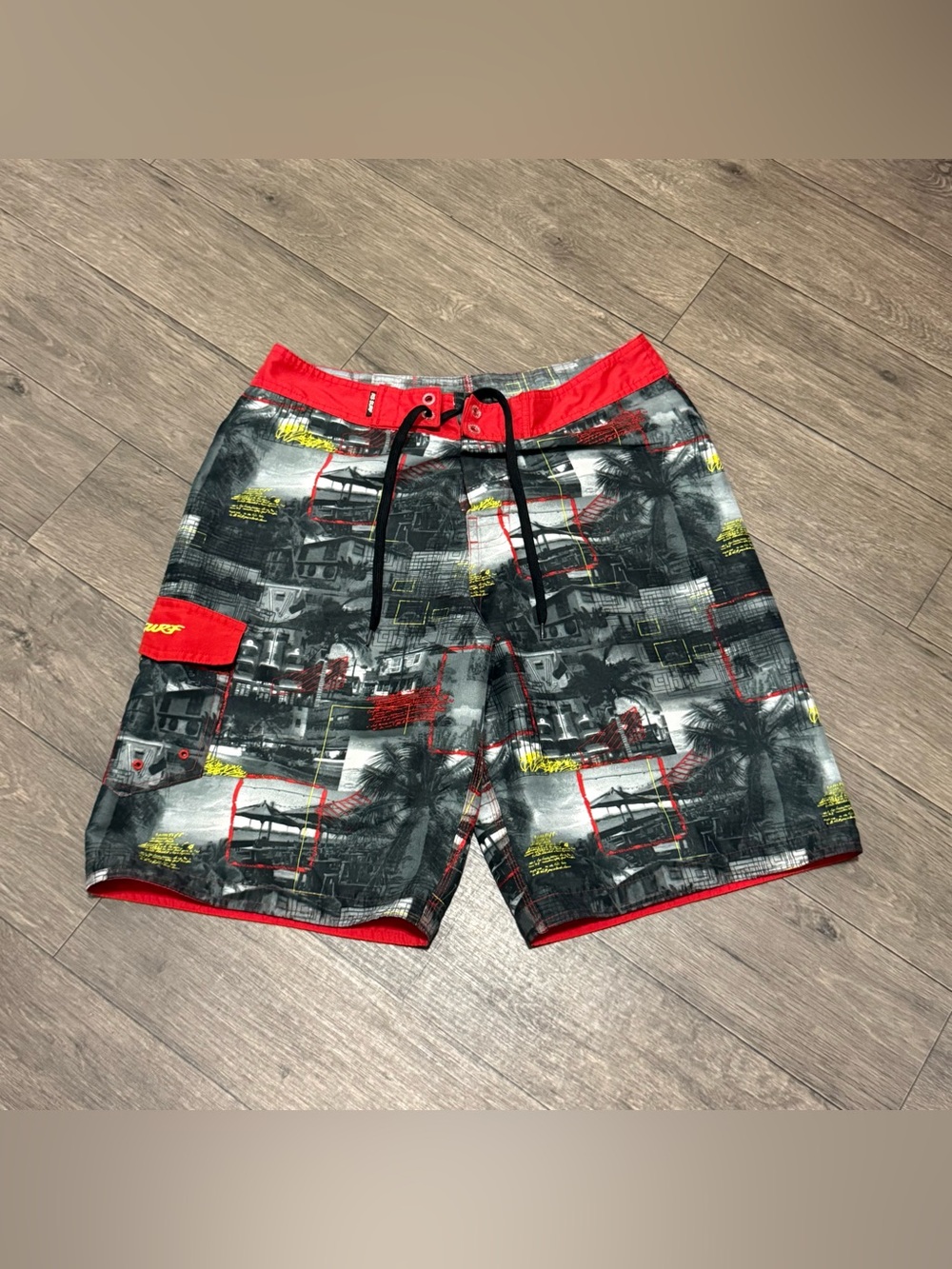 RSSURF Men's Graphic Print Board Shorts Size 32